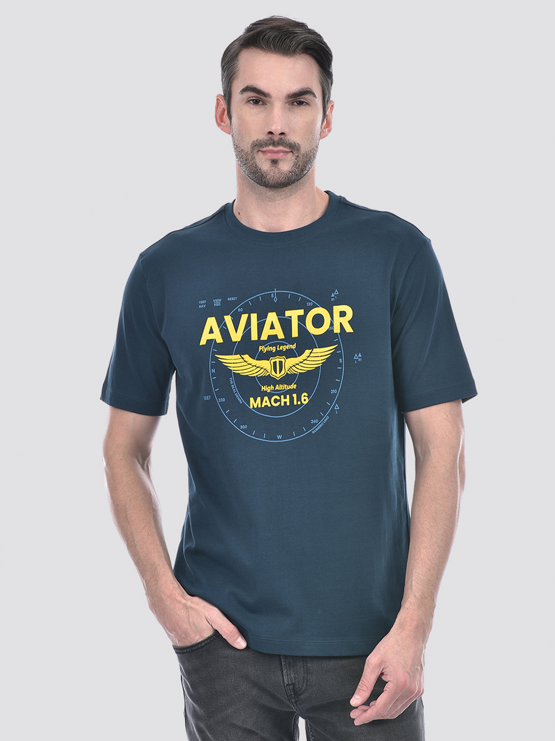 Numero Uno Men Navy Aviator Graphic T-Shirt